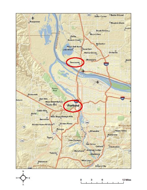 Map Of Vancouver Washington And Portland Oregon Download Scientific