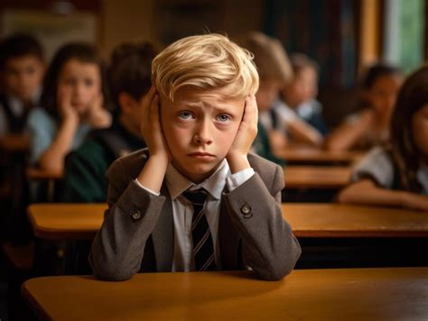 Premium Ai Image Photo Of Emotional Dynamic Pose European Kid In School
