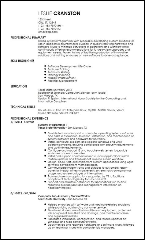 Angular, react, node, spring, etc.) and/or design thinking, user story mapping, etc. Inspiring Resume Template Computer Science Ideas free entry level programmer resume templates ...