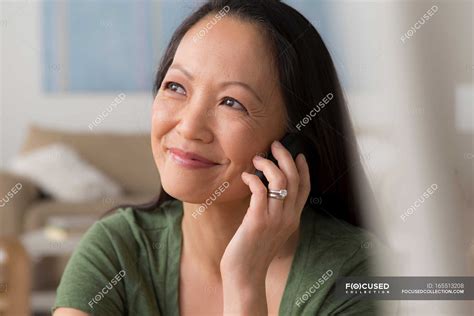 Mature Woman On Cell Phone — Holding Only One Mature Woman Stock