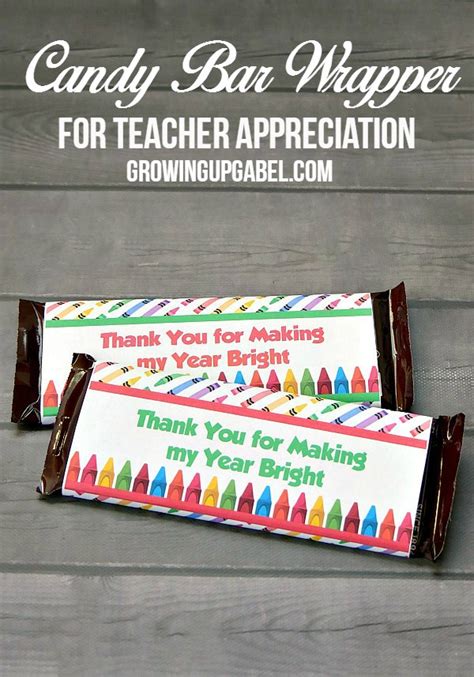 Free Printable Teacher Appreciation Candy Bar Wrappers