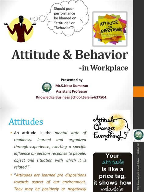 Attitude And Behaviour In Workplace Attitude Psychology Job