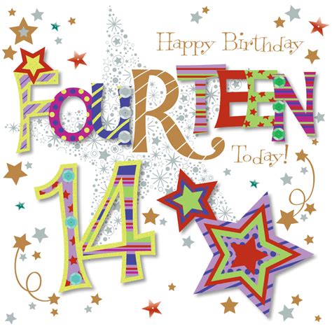Fourteen Today 14th Birthday Greeting Card Cards Love Kates