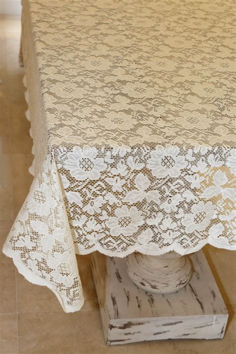 Buy satin table runner, organza table runner, rosette table runner, polyester table runner whether you are looking for a black and white plaid table runner , affordable lace table runners, or colorful table runners covered with sequins, please find the perfect tablecloth for any occasion. Tablecloth Lace Square Ivory 54in