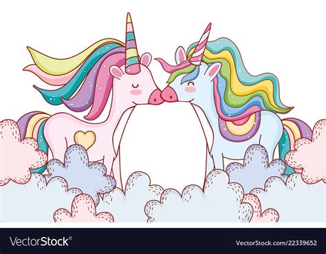 Unicorns On Clouds Royalty Free Vector Image Vectorstock