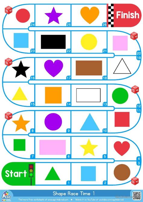 Shapes And Colors Race Time Bingobon English Esl Worksheets Pdf And Doc