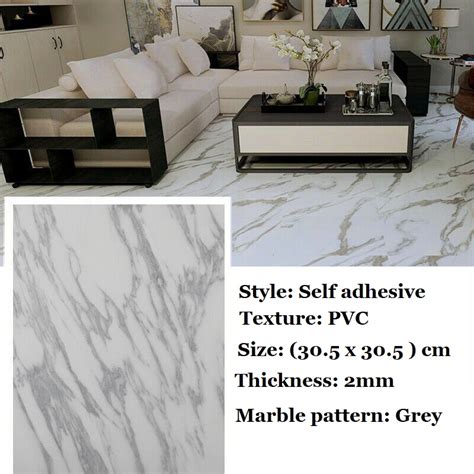 Ft., 12 x 12, midnight marble. White Marble Effect Self Adhesive Vinyl Floor Tiles UK PVC ...