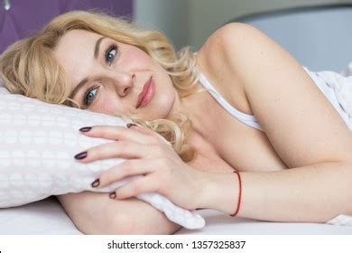 Beautiful Blonde Woman Wakes Her Bed Stock Photo Shutterstock