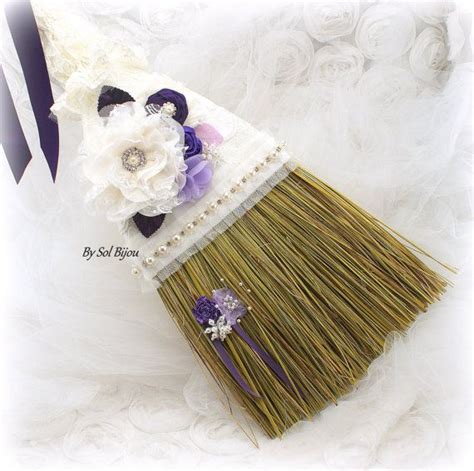 Wedding Broom Ivory Cream Purple Plum Lilac Lavender Vintage