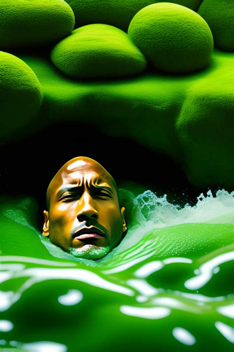 lexica dwayne johnson drowning in a sea of green slime realistic