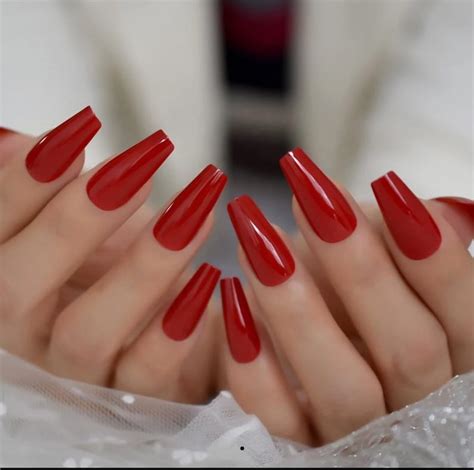 Eda Luxury Beauty Red Press On Nails Tapered Classic Elegant Etsy