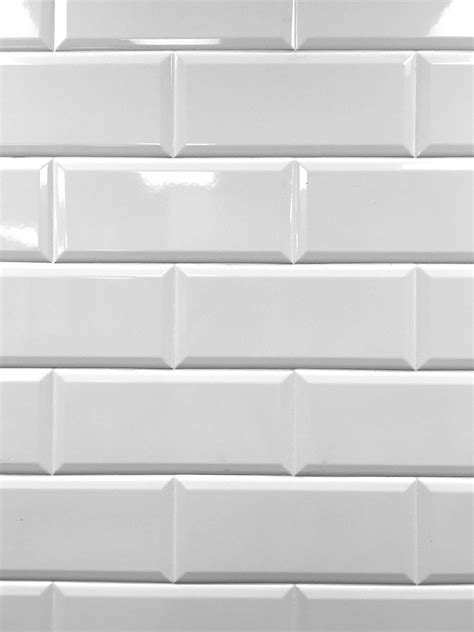 4x10 White Glossy Finish Beveled Ceramic Subway Tile Shower Walls