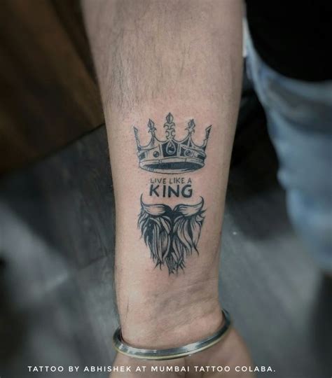 Live Like A King👑 Crown With Beard Tattoo Tattoo By Abhishek Jaiswar