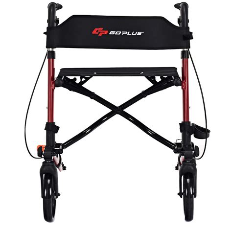 Buy COSTWAY Lightweight Folding Rollator Walker With Seat Dual Safety