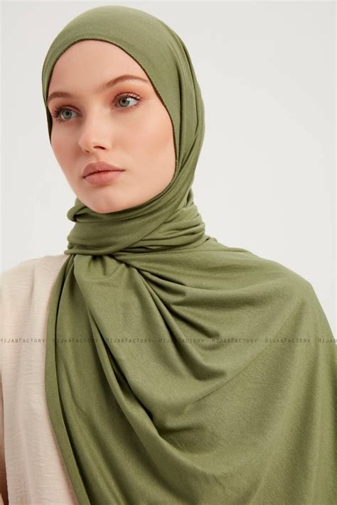 Sibel Hijab Jersey Olive Hijab Hijabfactoryfr