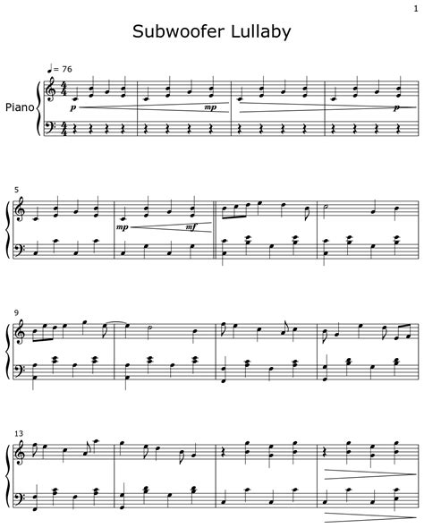 Subwoofer Lullaby Sheet Music For Piano