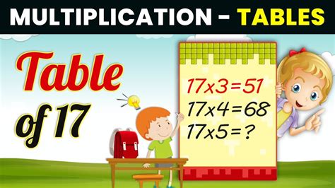 Table Of 17 Learn Multiplication Table Of Seventeen For Kids Table