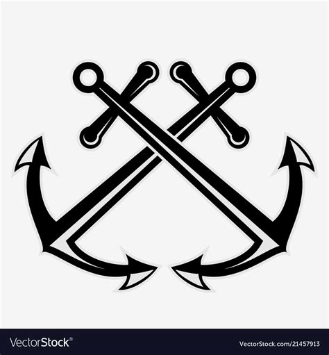 Crossed Nautical Anchors Icon Royalty Free Vector Image