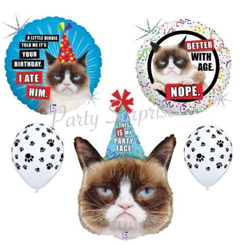 Grumpy Cat Balloon Package This Is My Party Face Grumpy Cat Etsy Cat Balloons Cat Party
