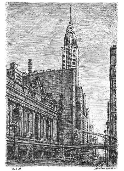 Drawings Of Chrysler Building From 42nd Street New York City Art
