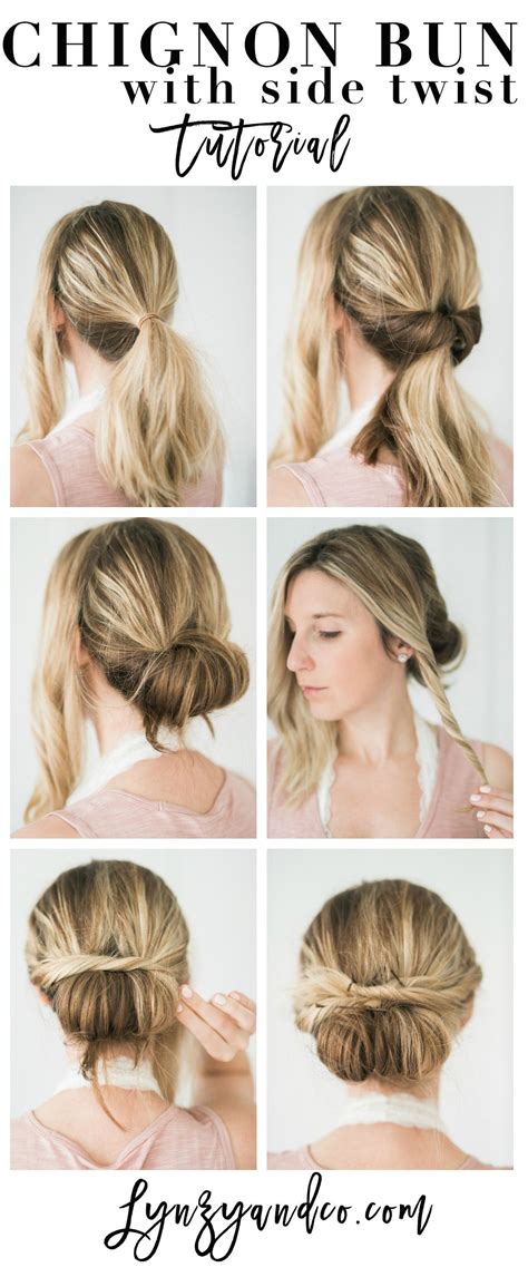 Make a simple loop out of your pony, use an elastic to hold the loop in place. Simple Hair Tutorial // Chignon Bun with Twist - Lynzy ...
