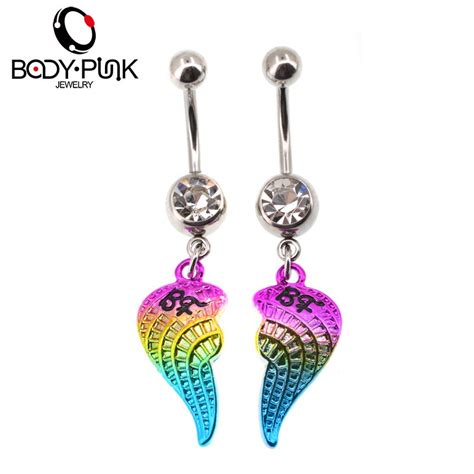 body punk jewelry steel rainbow bf heart dangle belly button ring beautiful navel piercing sex