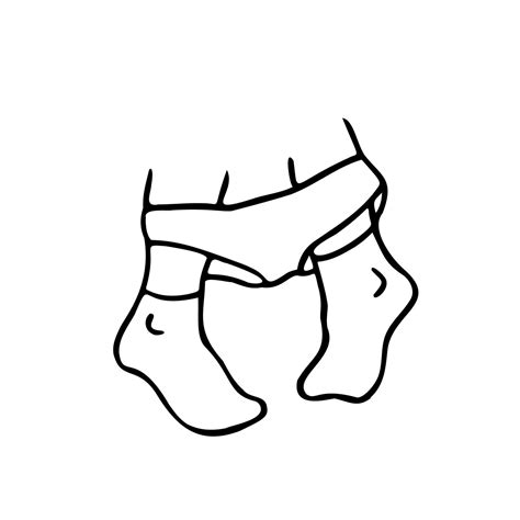 Legs In Socks With Panties Down In Doodle Style Hand Drawn Vector