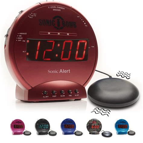 Buy Sonic Alert Sonic Bomb Dual Alarm Clock With Bed Shaker Red