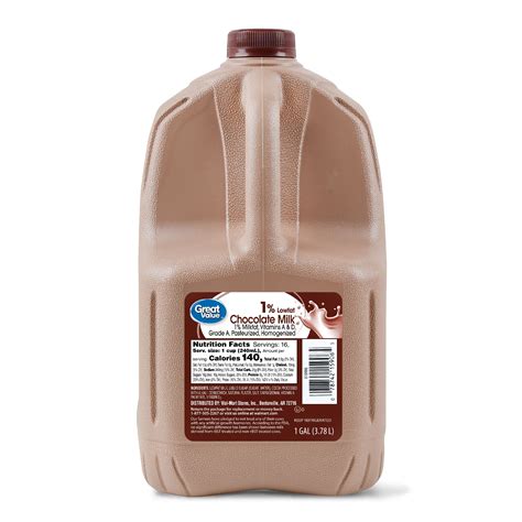 Great Value 1 Low Fat Chocolate Milk Gallon 128 Fl Oz