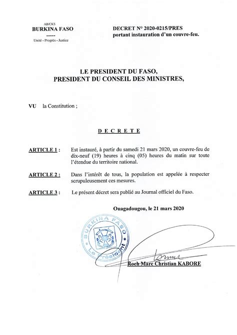 Modèles d'avenant au contrat de travail (cdd, cdi) word et pdf à télécharger et imprimer. Décret présidentiel portant instaurant du couvre feu ...