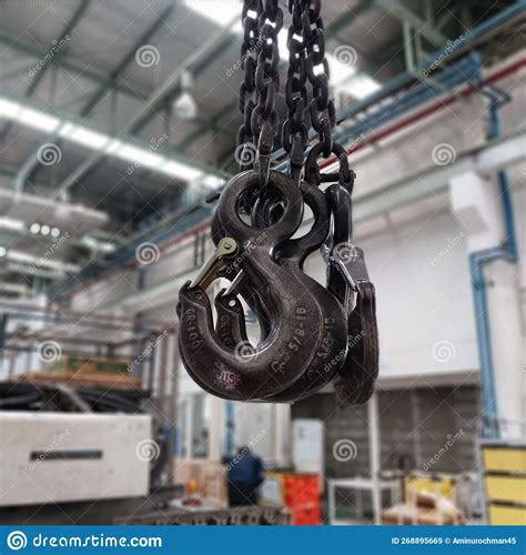 Factory Overhead Crane Hook And Chain Stock Image Image Of Danger