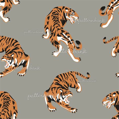 Tigers Animal Kingdom By Anna Tseshkovskaya Seamless Repeat Vector