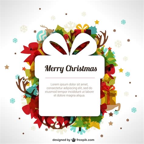 Free Vector Christmas Template With Present Box
