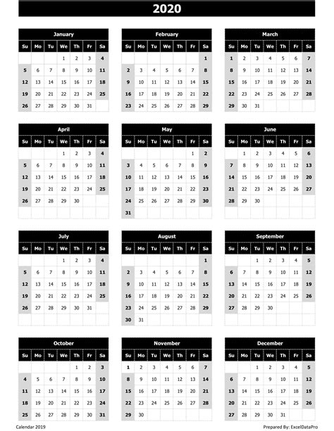 Sometimes it is handy to have a calendar for your current month on your cubical wall. 2020 Calendar Excel Templates, Printable PDFs & Images ...