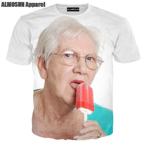Almosun Old Man Licking A Red Popsicle 3d All Over Print T Shirts Funny Short Sleeve Food Casual