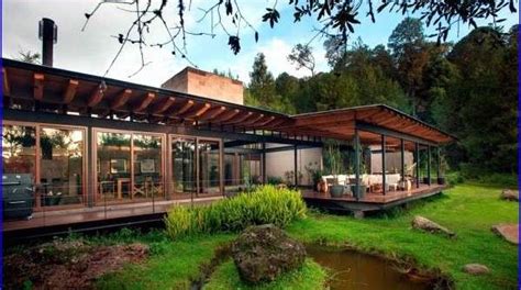 House Wood Forest Plans And Flat Roof Modern Wooden House In A Mexican