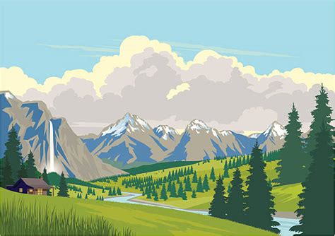 Mountain Meadow Illustrations Royalty Free Vector Graphics And Clip Art