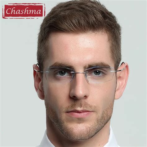 chashma brand b titanium ultra light tint glass men stylish eye glasses frame diamond trimmed