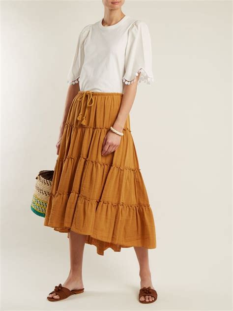 Tiered Cotton Skirt See By Chloé Matchesfashioncom Tiered Cotton