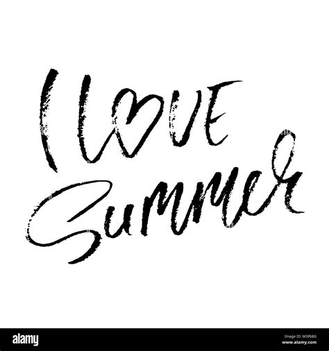 I Love Summer Hand Drawn Lettering Isolated On White Background For