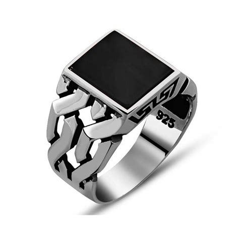 Eragem also has a great selection of previously owned modern and antique mens wedding bands. square-modern-onyx-ring #black #friday | Rings for men ...