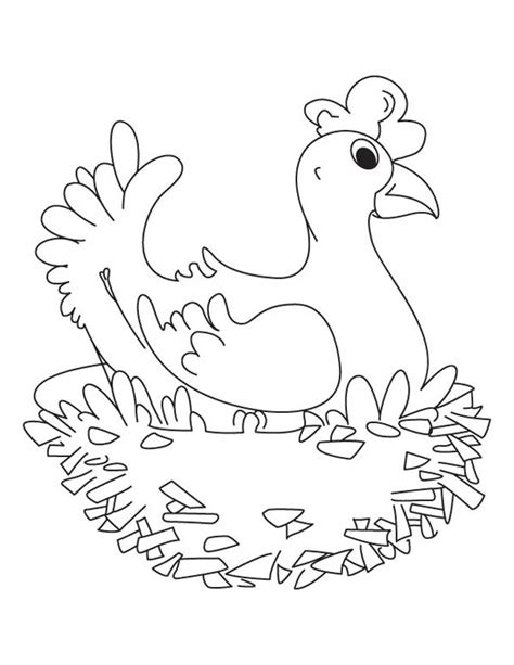 Hen Sitting On Her Nest Coloring Page Coloring Sky