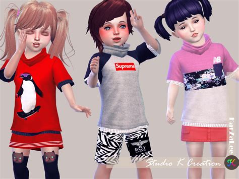 Sims 4 Ccs The Best Giruto 26 High Neck Tee For Kids And Toddlers By