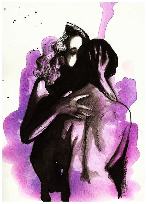 Lovers Embrace Ink And Watercolor Illustration By Talulachristian 25 00 Lovers Embrace