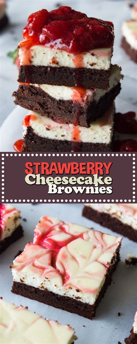 Super fudgy und saftig im inneren, ganz leicht crunchy an der oberfläche, mit extra geschmolzener schokolade on top. STRAWBERRY CHEESECAKE BROWNIES | Essen, Kuchen, Rezepte