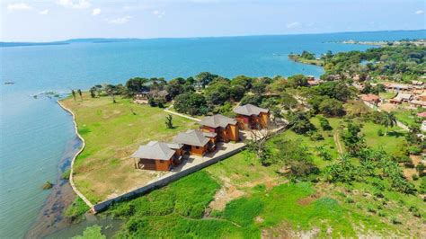 Aerial View With Rooms And Lake Day Photo Kalanoga Resort Kampala Uganda Kalanoga Resort