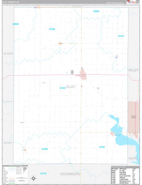 Clay County Ks Wall Map Premium Style By Marketmaps