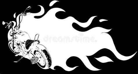 Custom Motorcycle With Flames Vector Illustration Design Stock