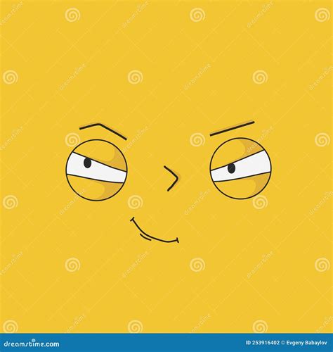 Pensive Sly Face With Expressive Emotions Vector Stock Vector