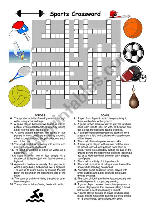 Sports Crossword Esl Worksheet By Mify